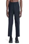 Stone Island Straight Textured Fabric Trousers With Belt Loops In Blue