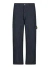 Stone Island Straight Textured Fabric Trousers With Belt Loops