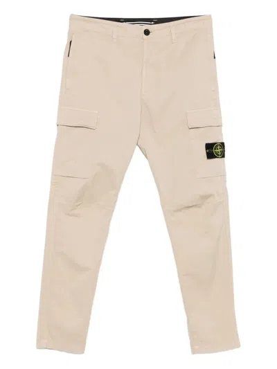 Stone Island Cotton Cargo Trousers In Neutral