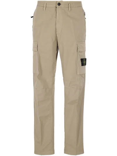 Stone Island Cargo-pocket Gabardine Trousers In Neutral