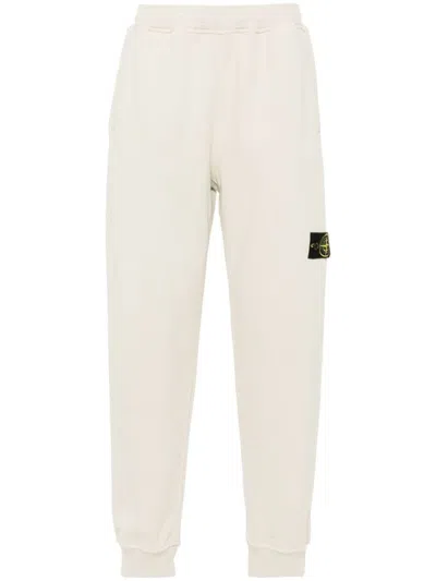 Stone Island Compass-badge Cotton Track Pants In Neutrals