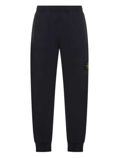 Stone Island Cotton Joggers With Compass Logo In Black