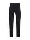 Stone Island Brushed Cotton Joggers With Adjustable Drawstring And Side Logo Badge In Black