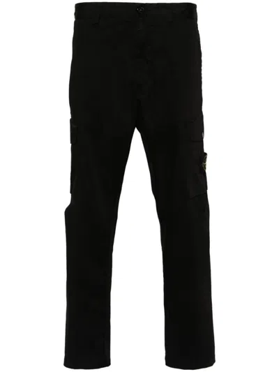 Stone Island Straight-leg Cargo Trousers In Black