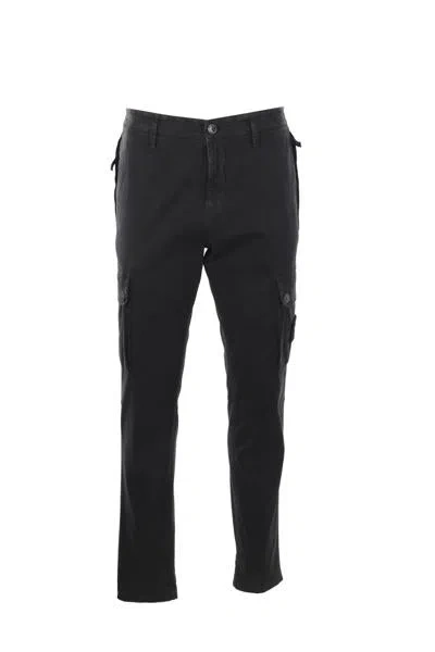 Stone Island Compass-motif Cotton Tapered Trousers In Nero