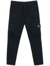 Stone Island Slim Fit Cargo Trousers With Zip Pockets In Blue