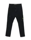 Stone Island Slim Fit Cargo Trousers With Zip Pockets In Blue