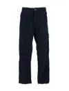 Stone Island Straight Textured Fabric Trousers With Belt Loops In Blue