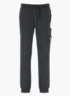 Stone Island Black Cotton Trousers With Drawstring Waistband In Blue