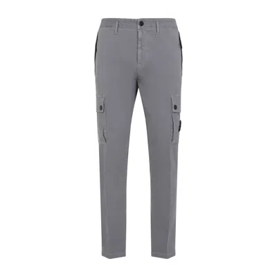 Stone Island Cotton Cargo Shorts Mid Rise Utility Style In Gray