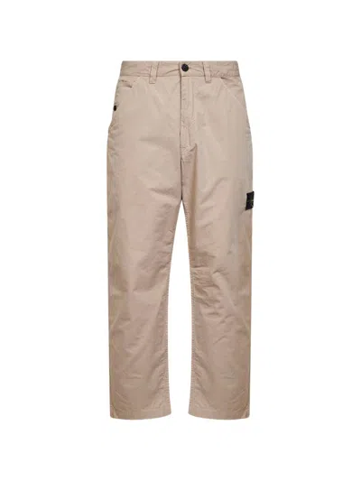 Stone Island Logo-badge Trousers In Brown