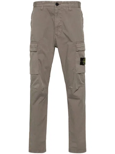 Stone Island Compass-badge Tapered Cargo Trousers In Brown