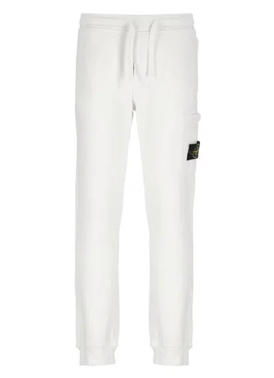 Stone Island Logo-patch Cotton Track Pants In White