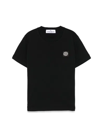 Stone Island Logo Cotton T-shirt In Black