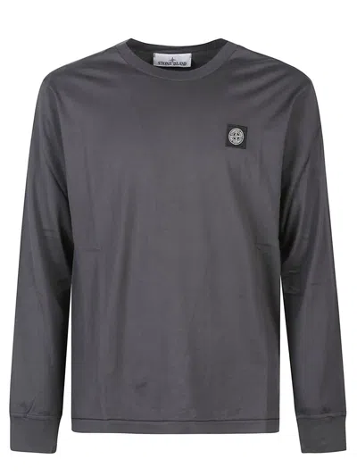 Stone Island Compass-motif Long-sleeve T-shirt In Gray