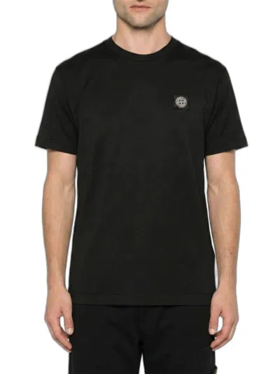 Stone Island Cotton Jersey T-shirt With Logo Patch In Black