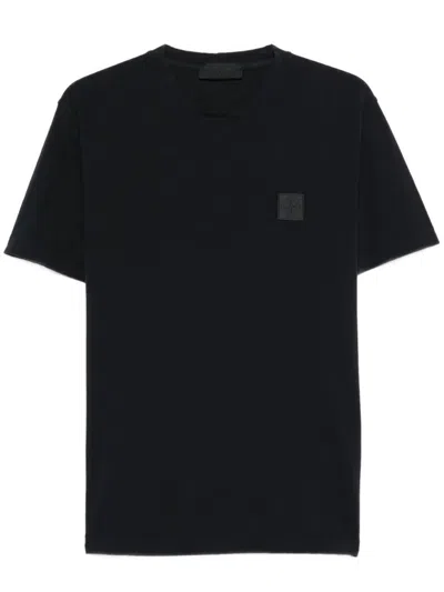 Stone Island Slim Fit T-shirt With Tonal Compass Patch In Blue