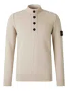 Stone Island Turtleneck Button Sweater In Nude