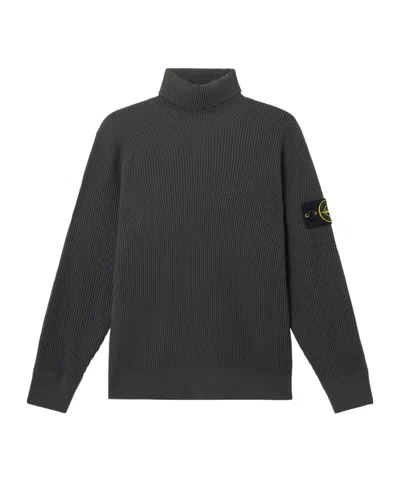 STONE ISLAND TURTLENECK JUMPER WITH FINELY RIBBED TRIMS