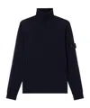 Stone Island Cotton Turtleneck Sweater With Ribbed Cuffs And Hem In Blue