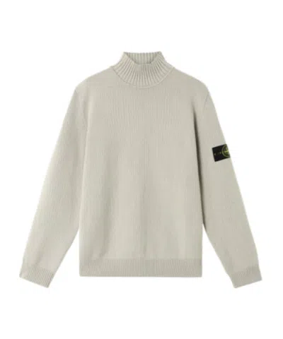 Stone Island Turtleneck Jumper With Ribbed Trims In Gray