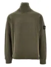 Stone Island Turtleneck Logo-patch Sweater In Green