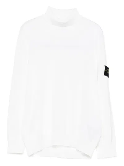 Stone Island Kids' Turtleneck Logo-patch Sweater In White