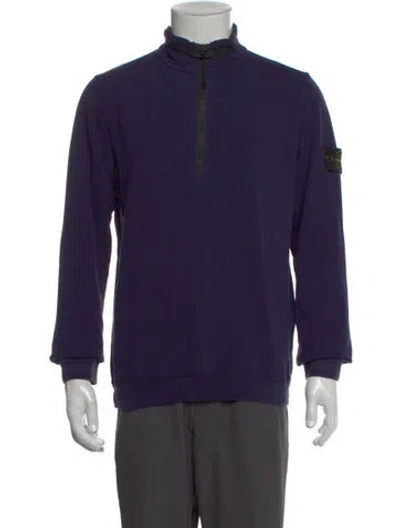 Pre-owned Stone Island Turtleneck Long Sleeve Polo Sweater In Purple
