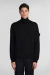 Stone Island Ribbed Turtleneck Sweater Long Sleeves In Black