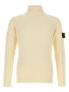 Stone Island Ivory Wool Sweater In Gold