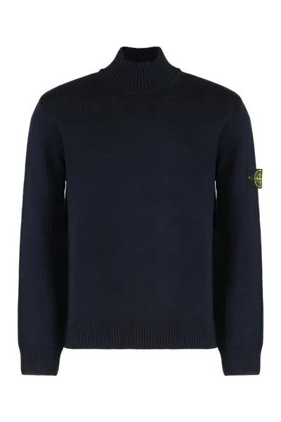 Stone Island Turtleneck Sweater In Cotton In Black