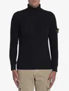 Stone Island Ribbed Knit Sweater With Logo Patch In Black