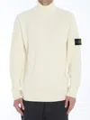 Stone Island Turtleneck With Iconic Logo On The Sleeve In Neutrals