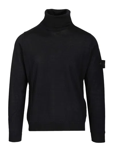 STONE ISLAND TURTLENECK SWEATER KNITWEAR BLUE