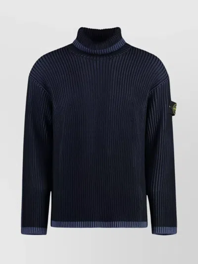 STONE ISLAND TURTLENECK SWEATER VIRGIN WOOL CONTRAST TRIM
