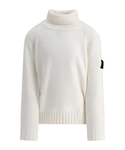 Stone Island Turtleneck Sweater In White