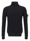 Stone Island Turtleneck Sweater With Logo Patch In Black