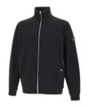 Stone Island Zip Collared Logo-badge Sweatshirt In Black