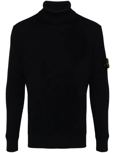 Stone Island Turtleneck With Logo In Blue