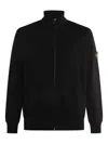 Stone Island High Collar Ribbed Cuffs Side Pockets Sweatshirt In Black