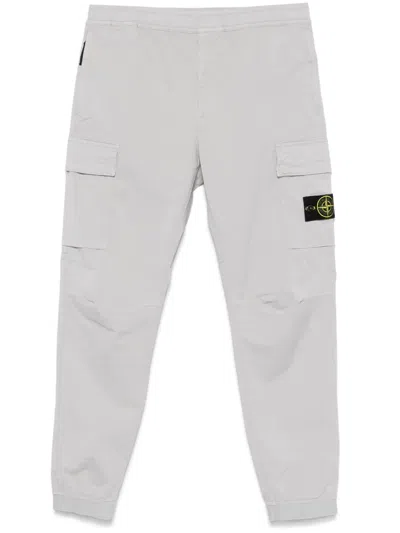 Stone Island Twill Cargo Trousers In Grey