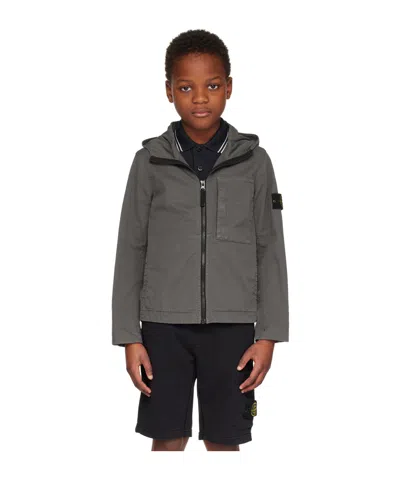 Stone Island Twill Jacket In Gray