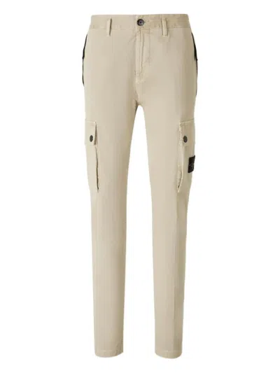 Stone Island Twill Tapered Trousers In Neutral