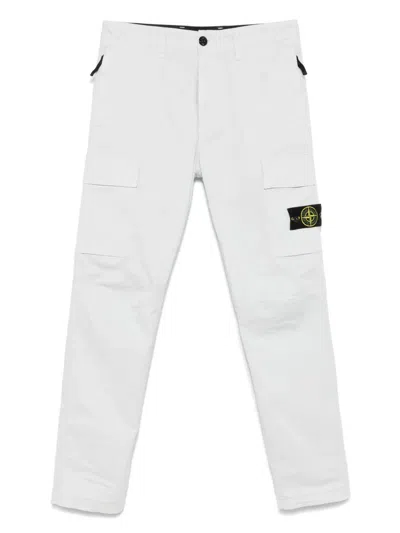 Stone Island Twill-weave Cargo Trousers In White