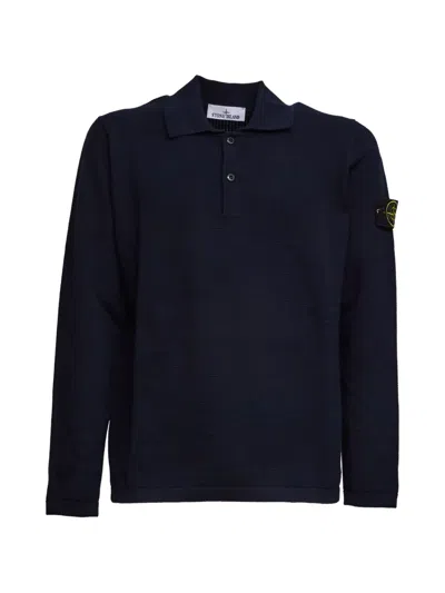 Stone Island Two-button Polo Shirt In Blue