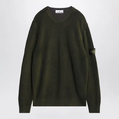 Stone Island Two-tone Fern-coloured Cotton Sweater In Green