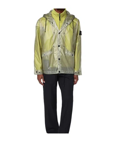 STONE ISLAND HOODED TRANSPARENT RAINCOAT