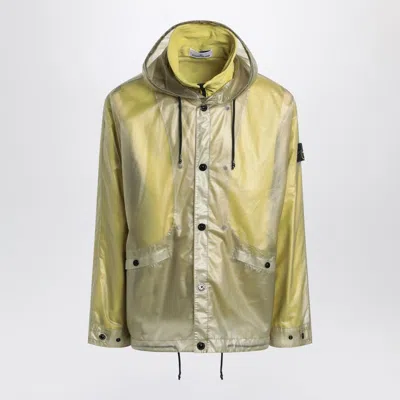 Stone Island Two-tone Fern-coloured Jacket In Translucent Polyurethane Men In Yellow