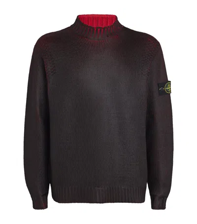 Stone Island Two-tone Sweater In Burgundy