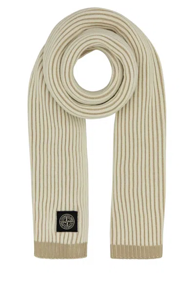 Stone Island Two Tone Wool Scarf In Neutral